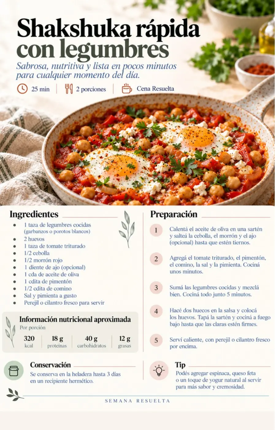 Página real de Shakshuka rápida con legumbres