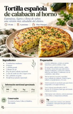 Página real de tortilla española de calabacín al horno